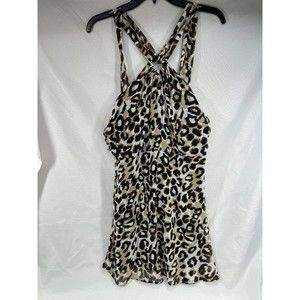 Bisou Bisou Sz 14 Black Leopard Dress Flowy Club Evening Beach Cover